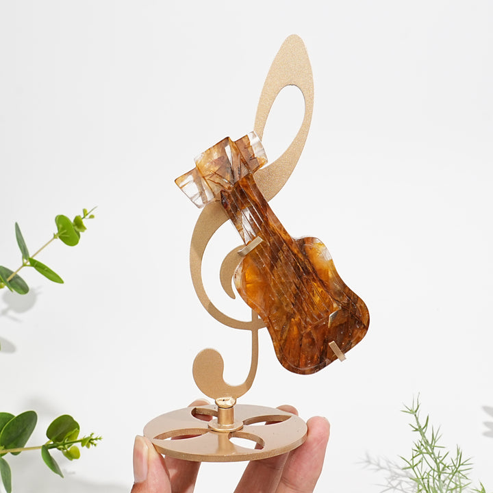 Unique,Natural Crystal Guitar Carving With Stand