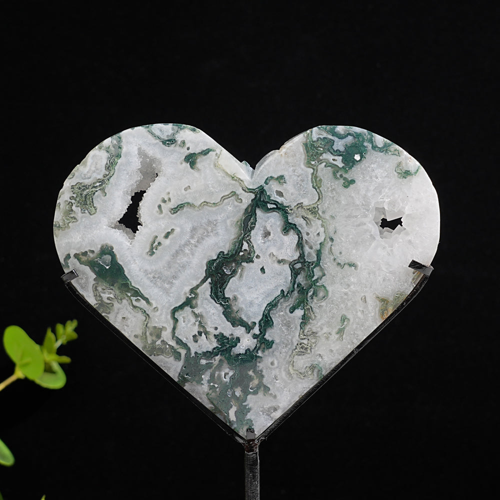 Imperfect,Unique Natural Crystal Moss Agate Heart