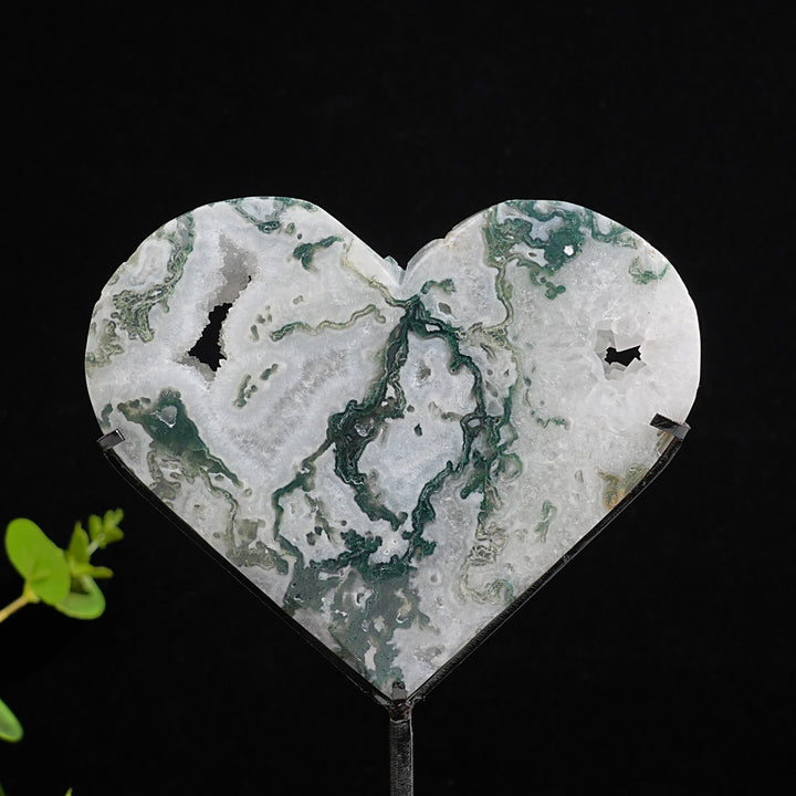 Imperfect,Unique Natural Crystal Moss Agate Heart