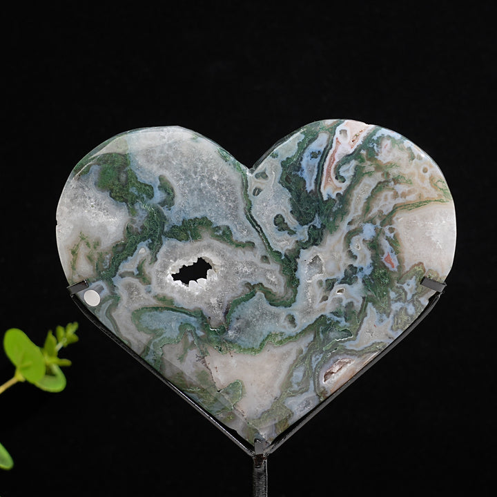 Imperfect,Unique Natural Crystal Moss Agate Heart