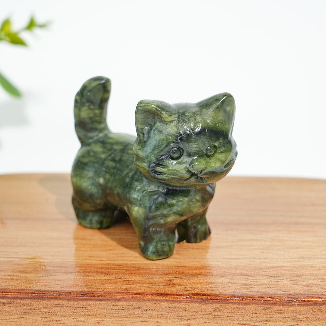 Natural Crystal Cat Carving With Raised Tail