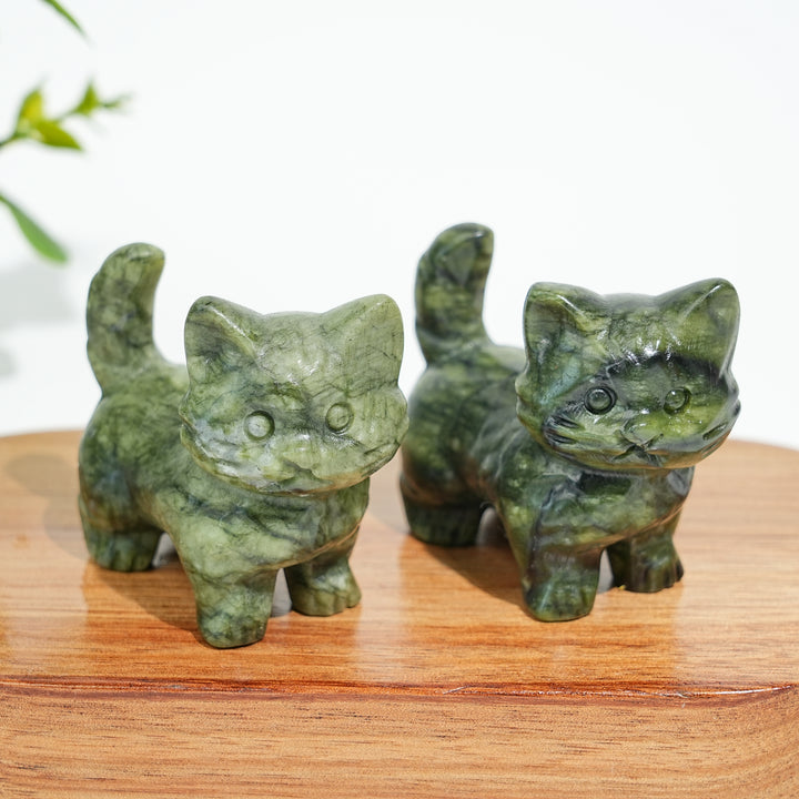 Natural Crystal Cat Carving With Raised Tail