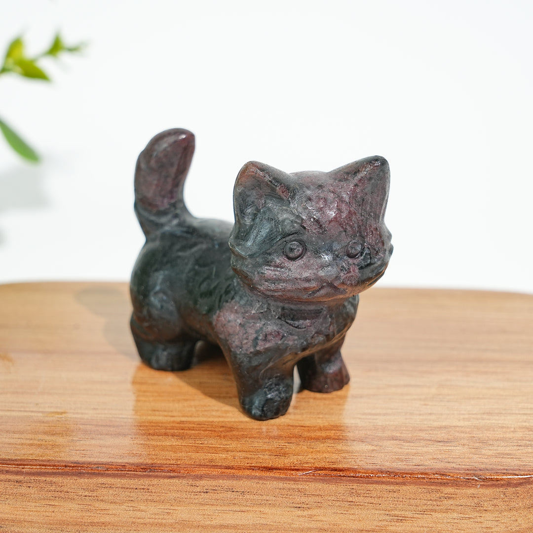 Natural Crystal Cat Carving With Raised Tail