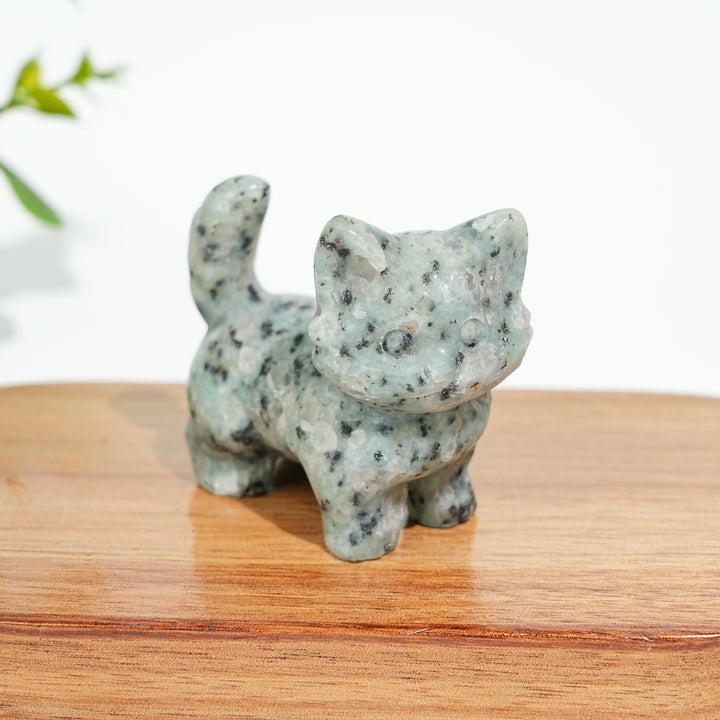 Natural Crystal Cat Carving With Raised Tail