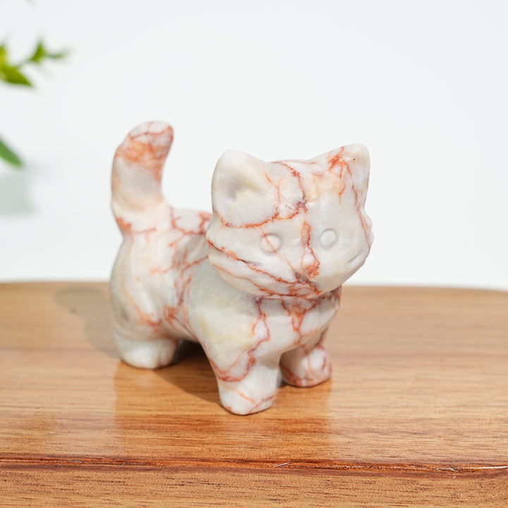 Natural Crystal Cat Carving With Raised Tail