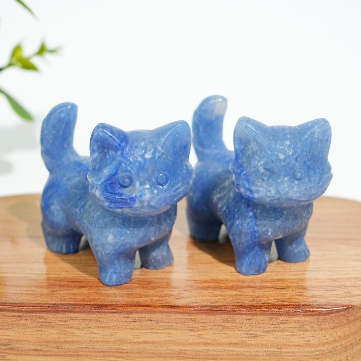 Natural Crystal Cat Carving With Raised Tail