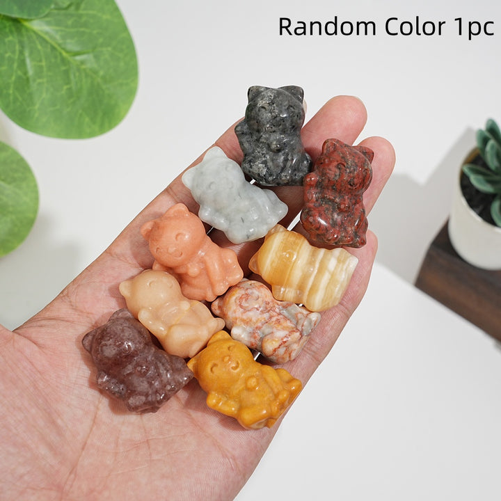 Natural Crystal Smiling Money Cat Carving