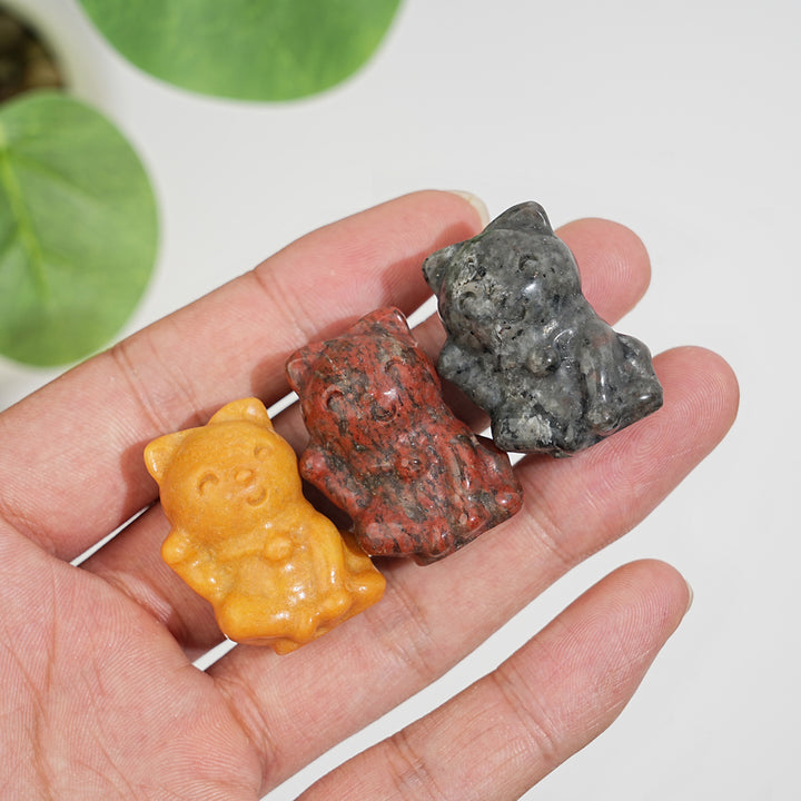 Natural Crystal Smiling Money Cat Carving