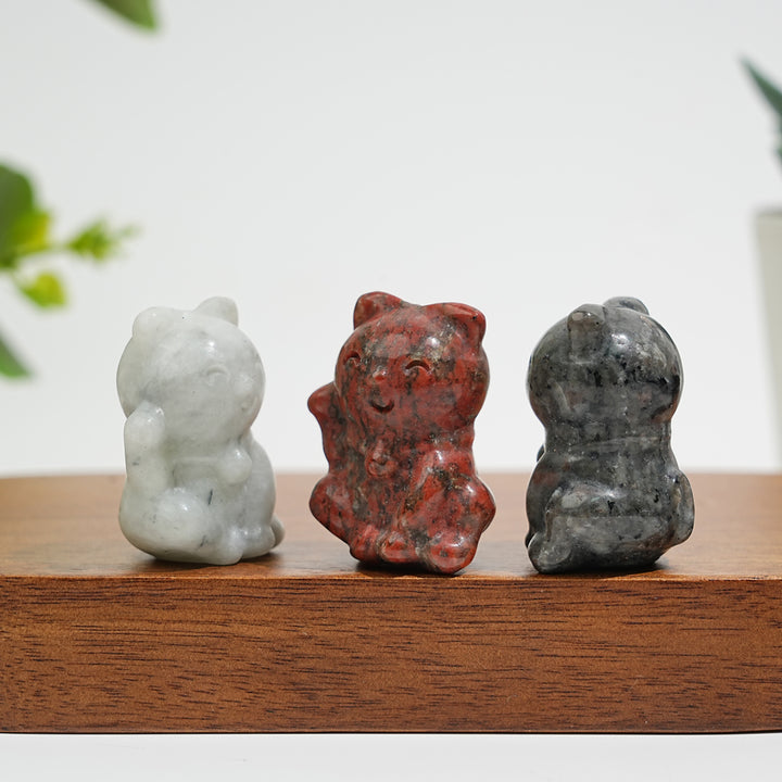 Natural Crystal Smiling Money Cat Carving