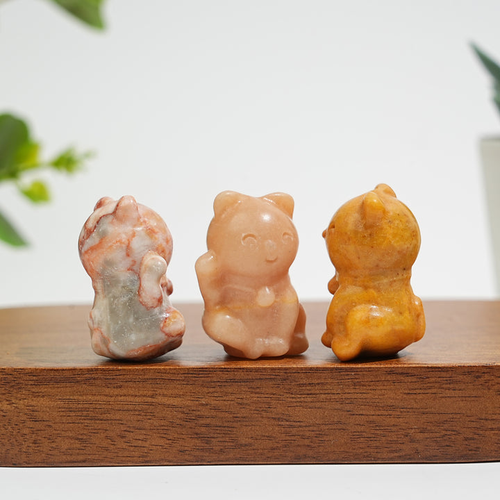 Natural Crystal Smiling Money Cat Carving