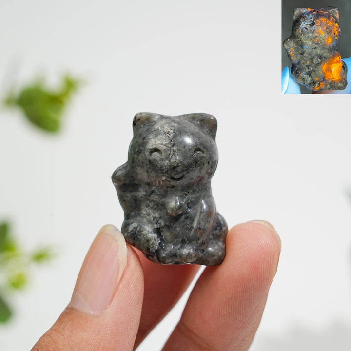 Natural Crystal Smiling Money Cat Carving