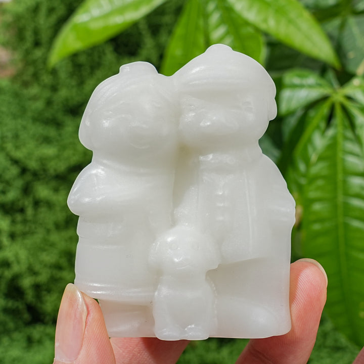 Natural Carved White Jade Old People