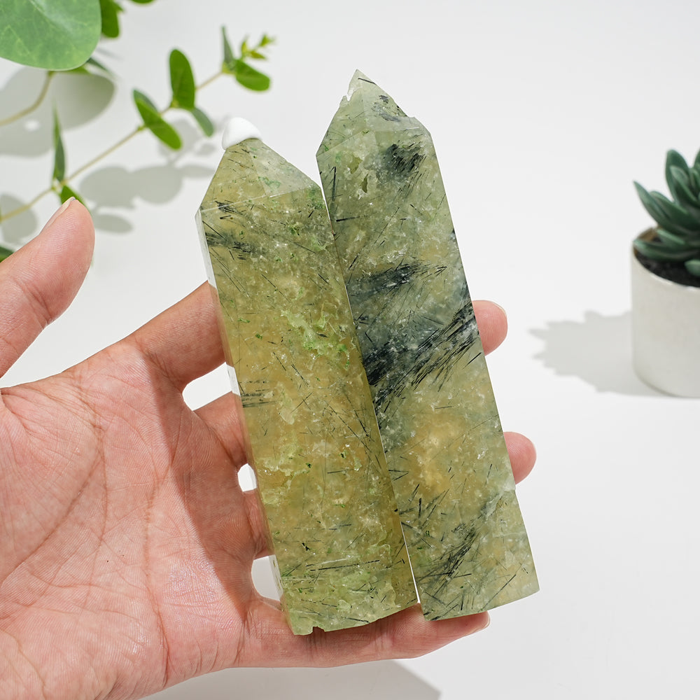 Natural Exquisite Prehnite Crystal Point