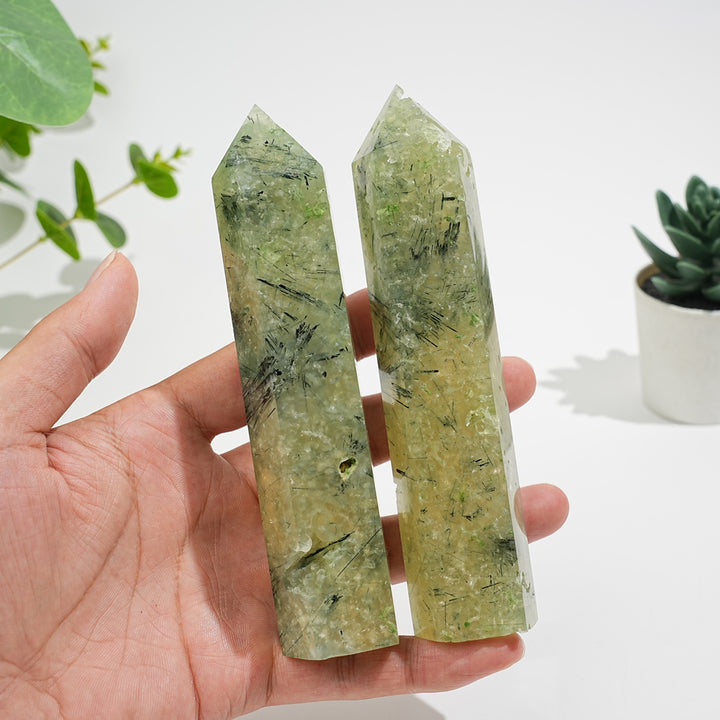Natural Exquisite Prehnite Crystal Point
