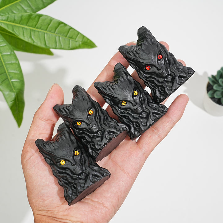 Natural Crystal Black Obsidian Tree Spirit Carving