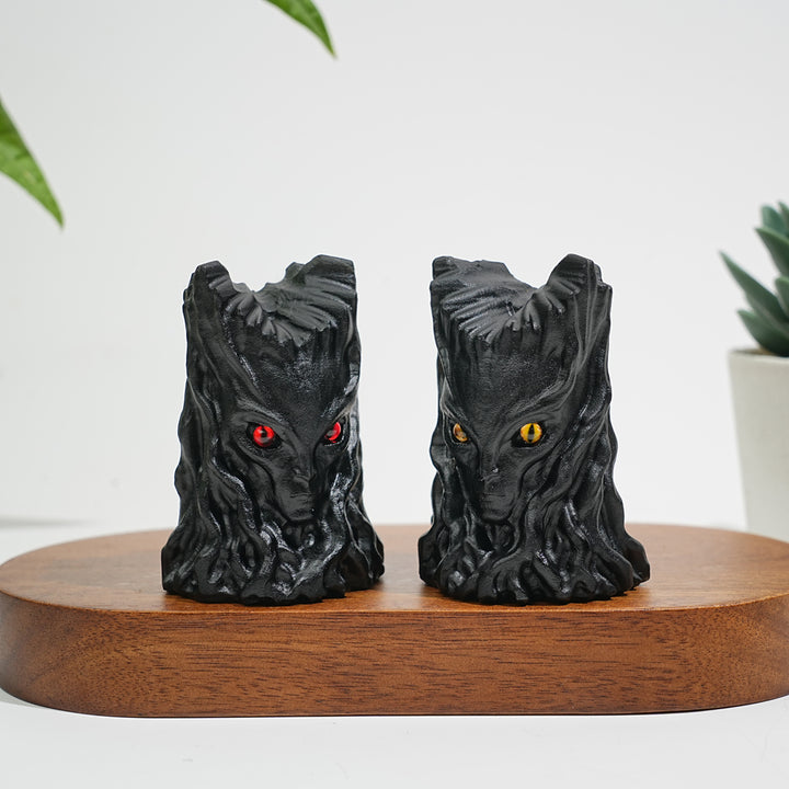 Natural Crystal Black Obsidian Tree Spirit Carving