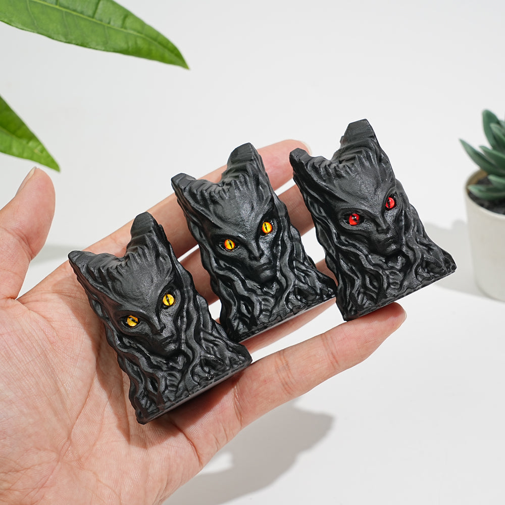 Natural Crystal Black Obsidian Tree Spirit Carving
