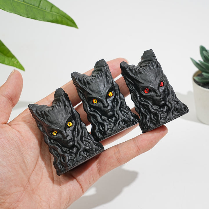 Natural Crystal Black Obsidian Tree Spirit Carving