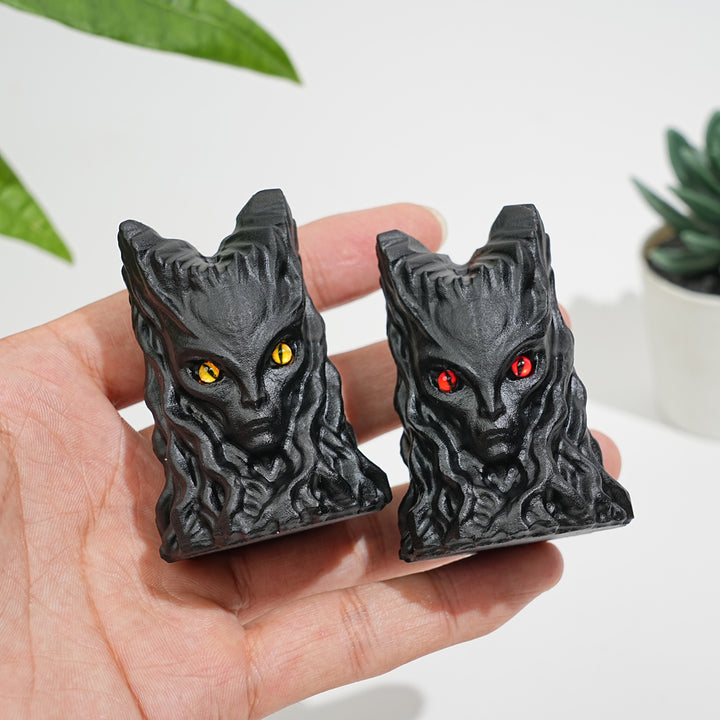 Natural Crystal Black Obsidian Tree Spirit Carving