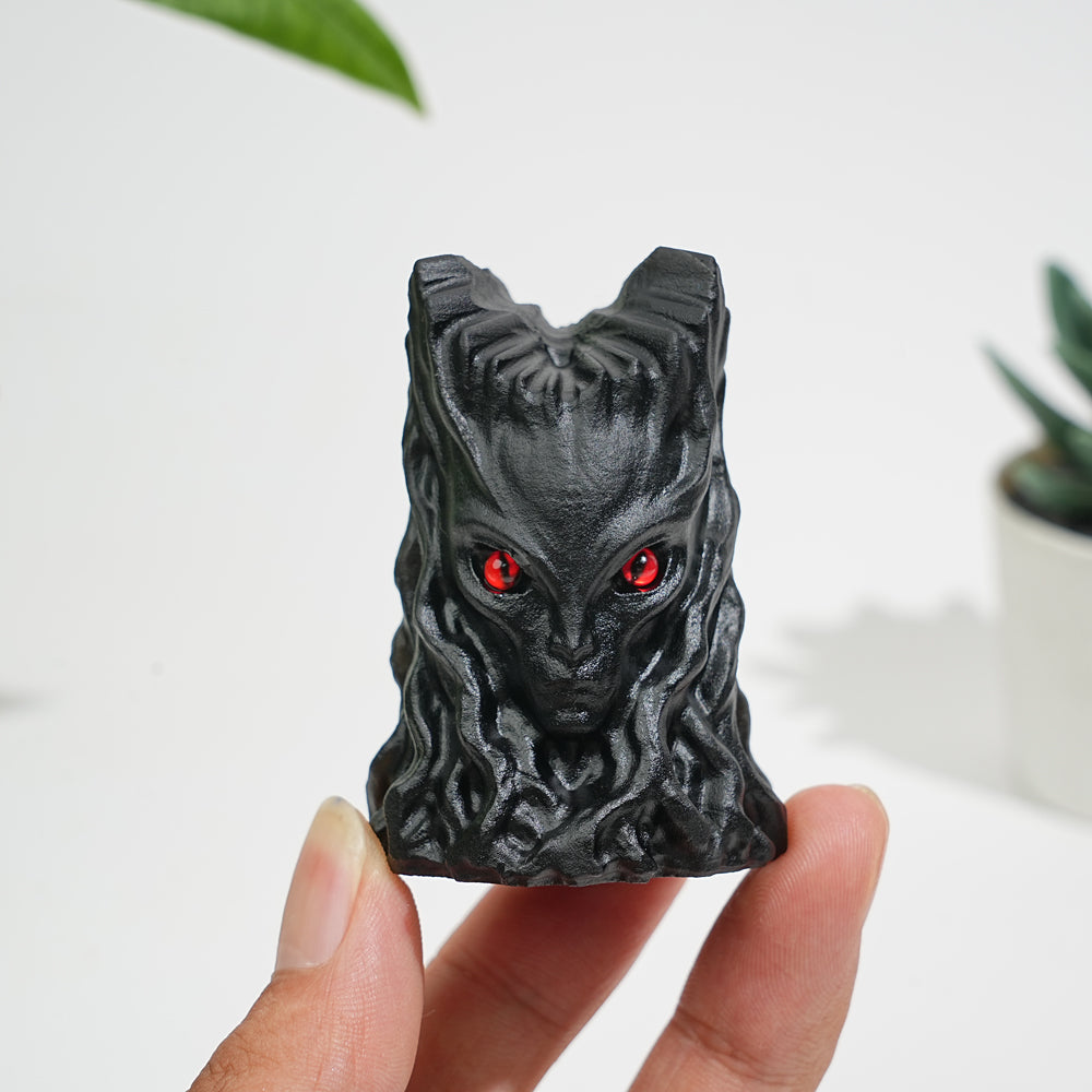 Natural Crystal Black Obsidian Tree Spirit Carving