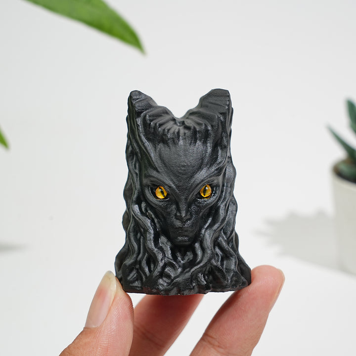 Natural Crystal Black Obsidian Tree Spirit Carving