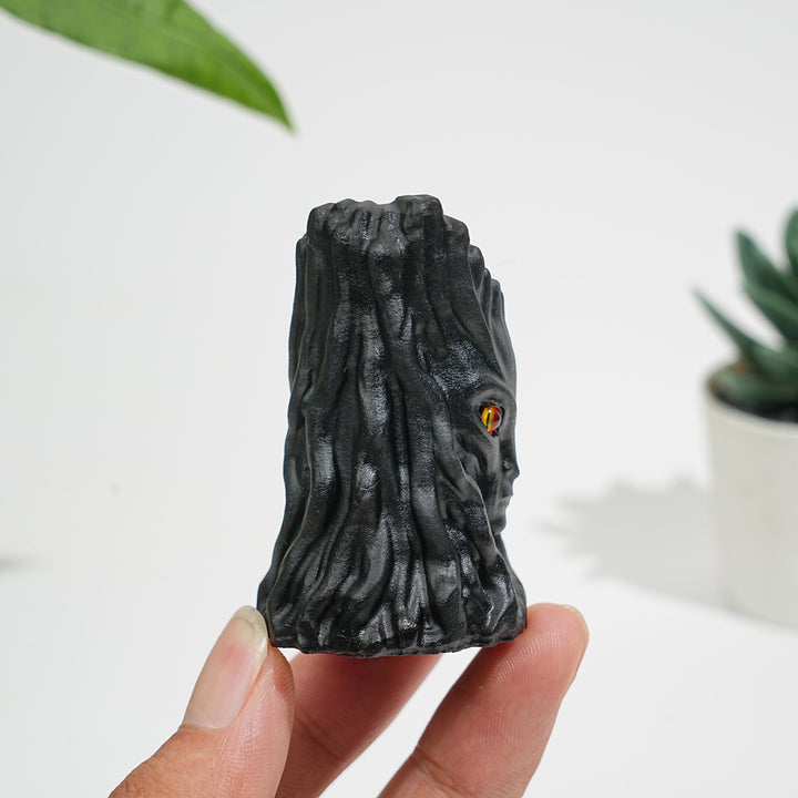 Natural Crystal Black Obsidian Tree Spirit Carving