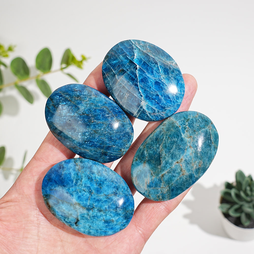 Natural Crystal Blue Apatite Palm Stone