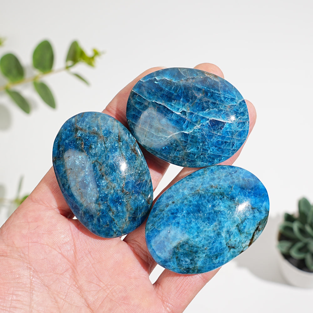 Natural Crystal Blue Apatite Palm Stone