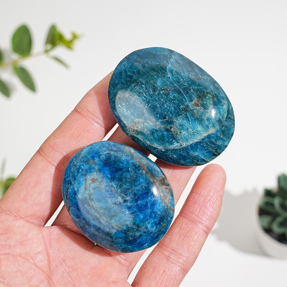 Natural Crystal Blue Apatite Palm Stone