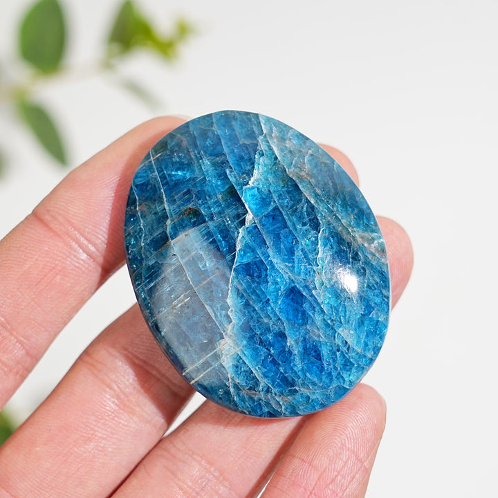 Natural Crystal Blue Apatite Palm Stone