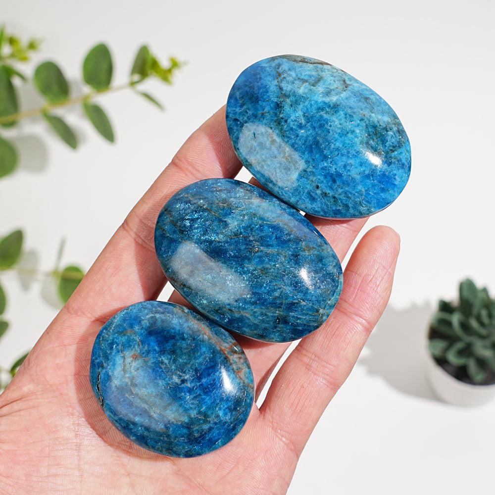 Natural Crystal Blue Apatite Palm Stone