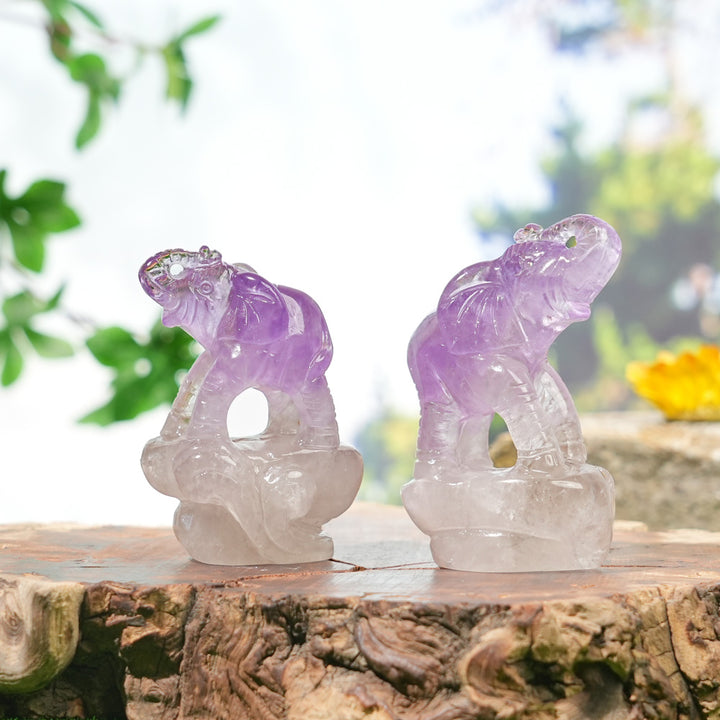 Natural Carving Dream Amethyst Elephant