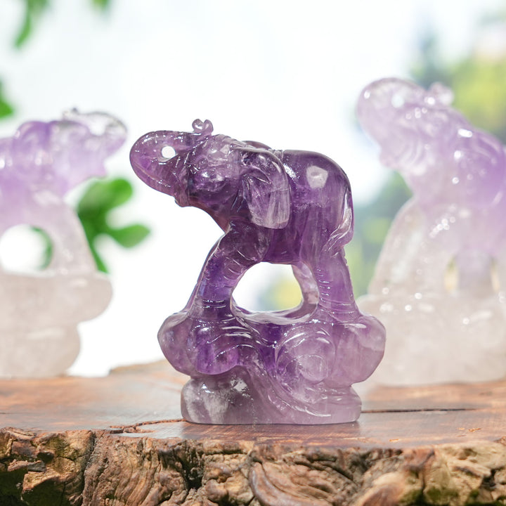 Natural Carving Dream Amethyst Elephant