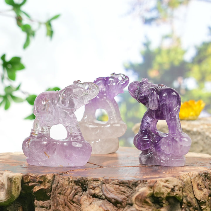 Natural Carving Dream Amethyst Elephant