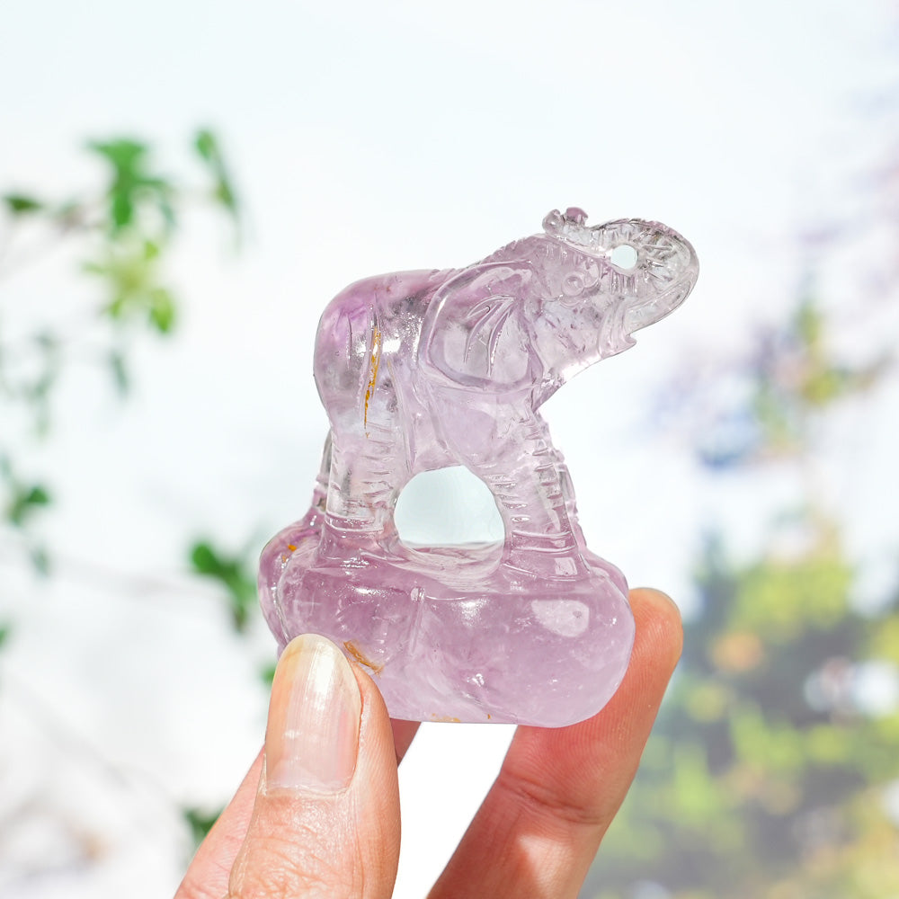 Natural Carving Dream Amethyst Elephant