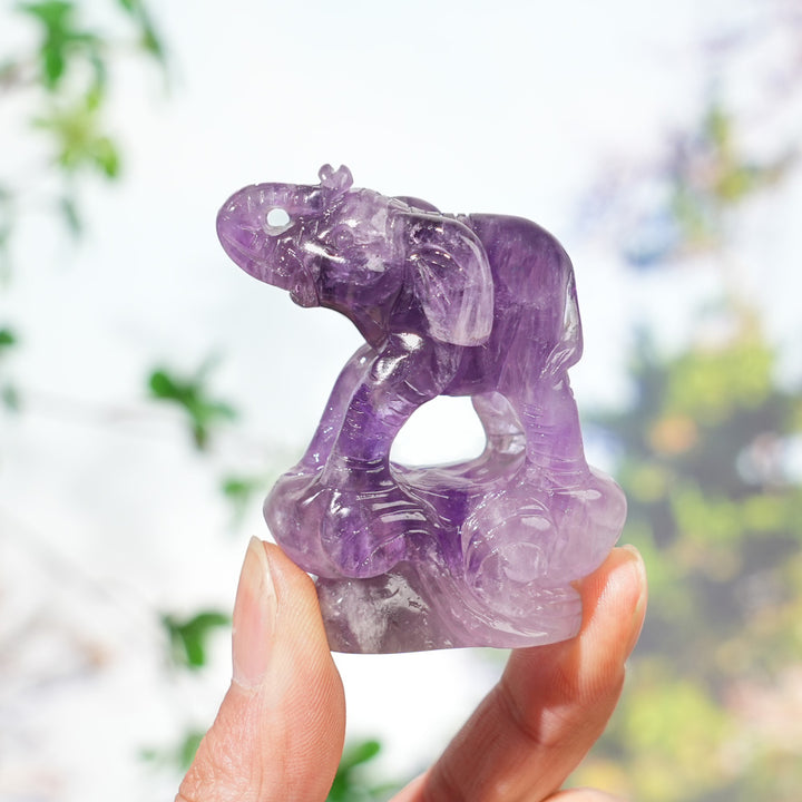 Natural Carving Dream Amethyst Elephant