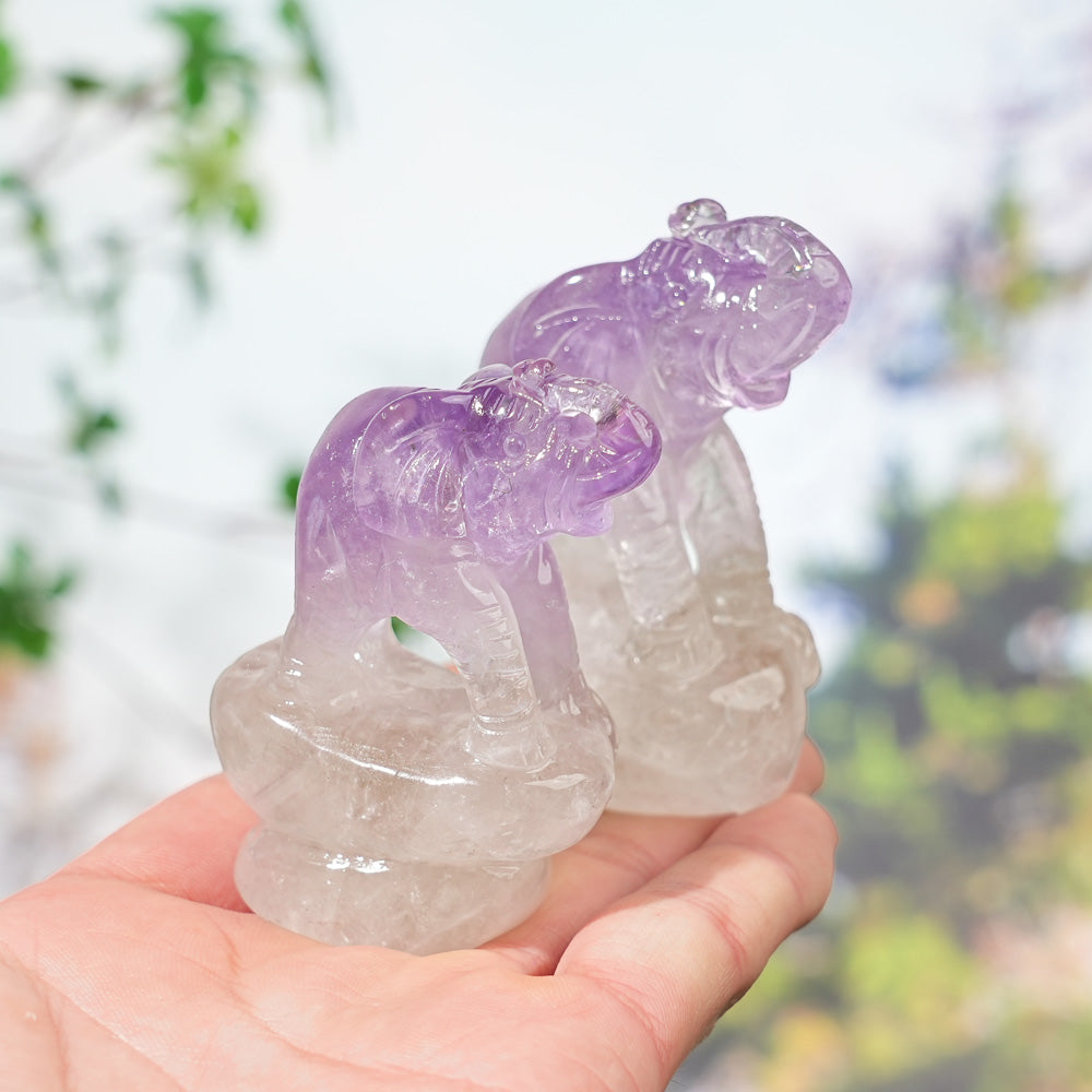 Natural Carving Dream Amethyst Elephant