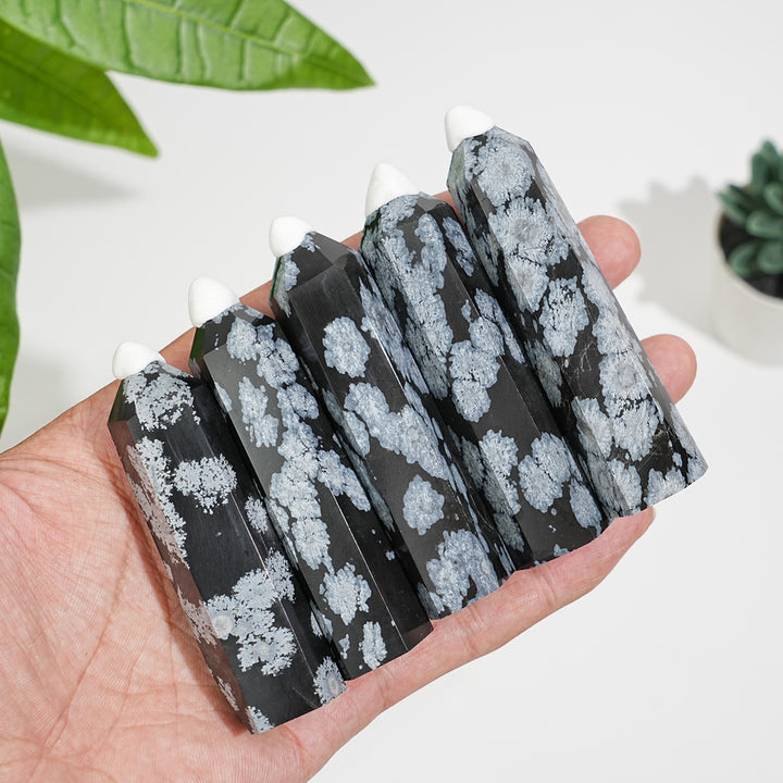 Natural Exquisite Crystal Snowflake Obsidian Point