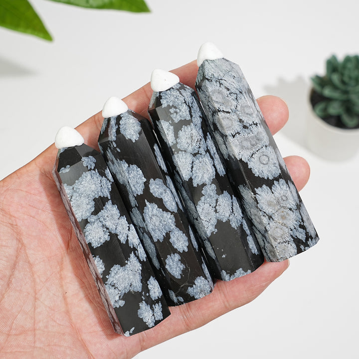 Natural Exquisite Crystal Snowflake Obsidian Point