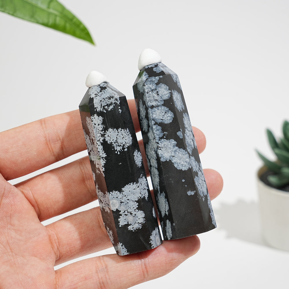 Natural Exquisite Crystal Snowflake Obsidian Point