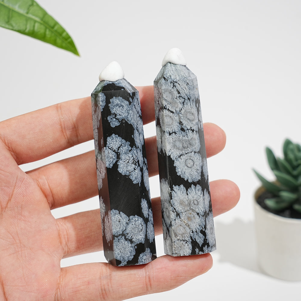 Natural Exquisite Crystal Snowflake Obsidian Point
