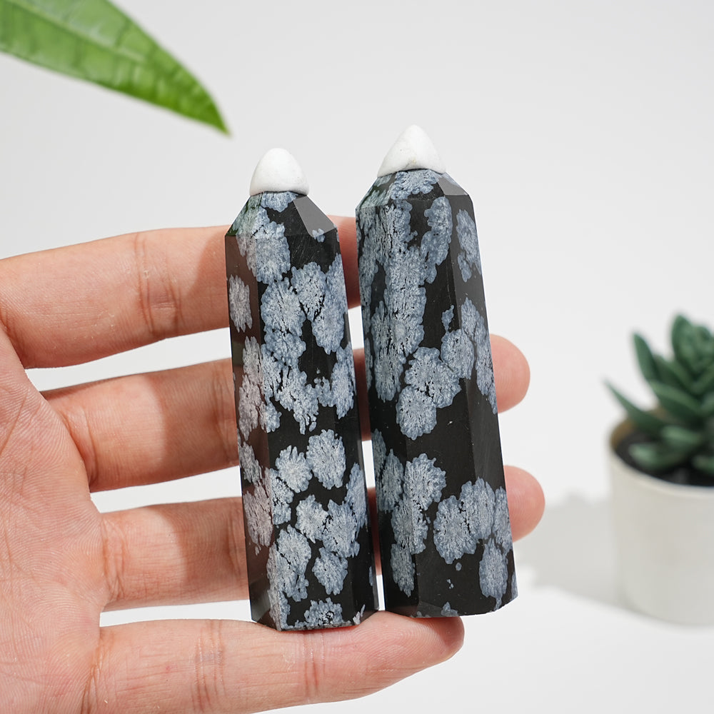 Natural Exquisite Crystal Snowflake Obsidian Point