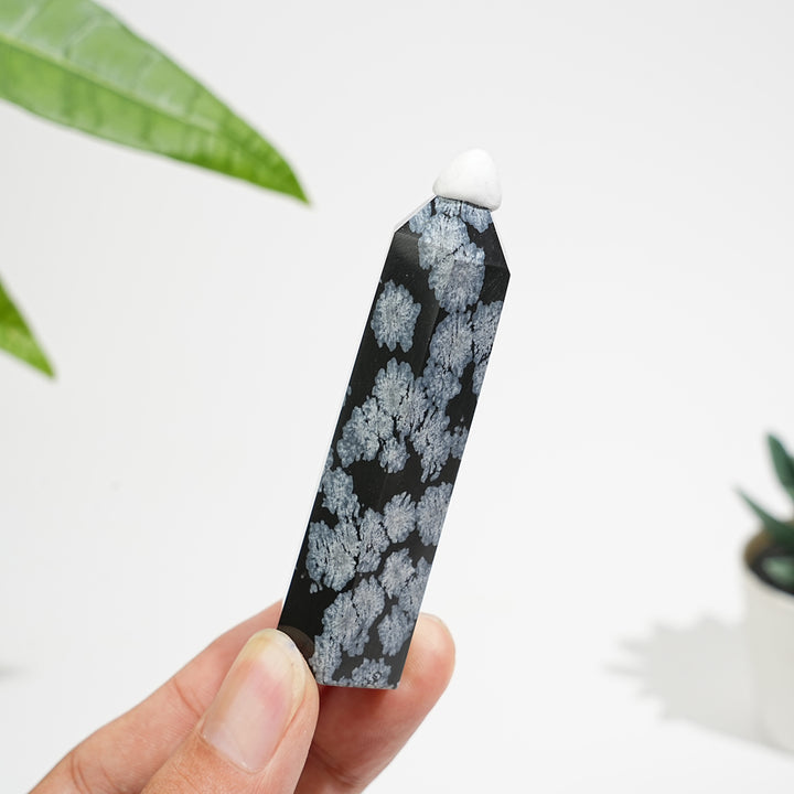 Natural Exquisite Crystal Snowflake Obsidian Point