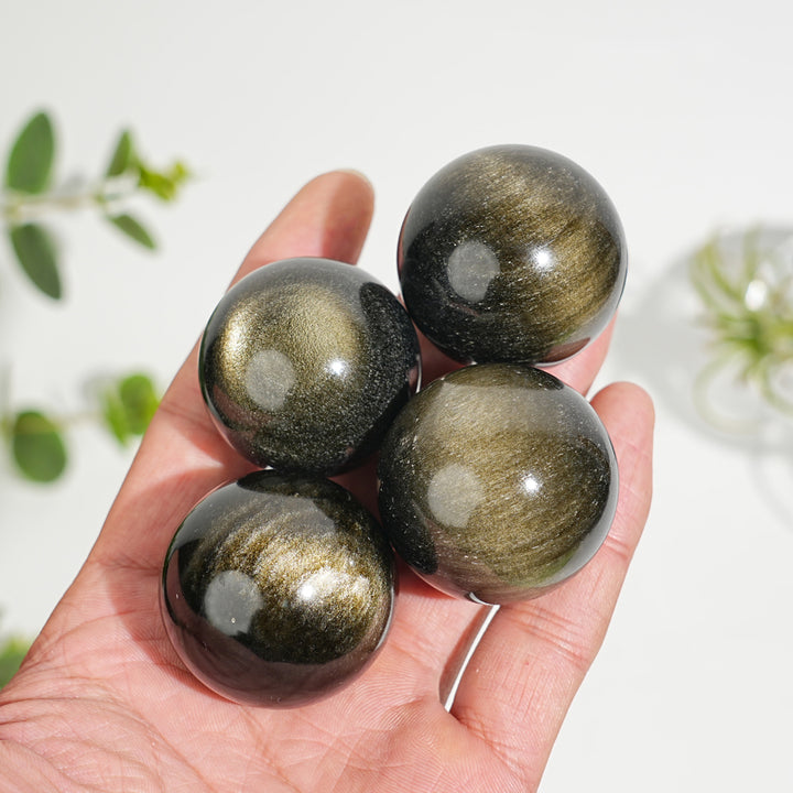 Natural Crystal Golden Obsidian Sphere