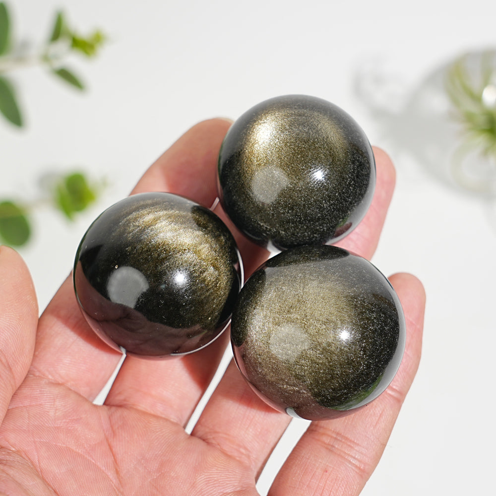 Natural Crystal Golden Obsidian Sphere
