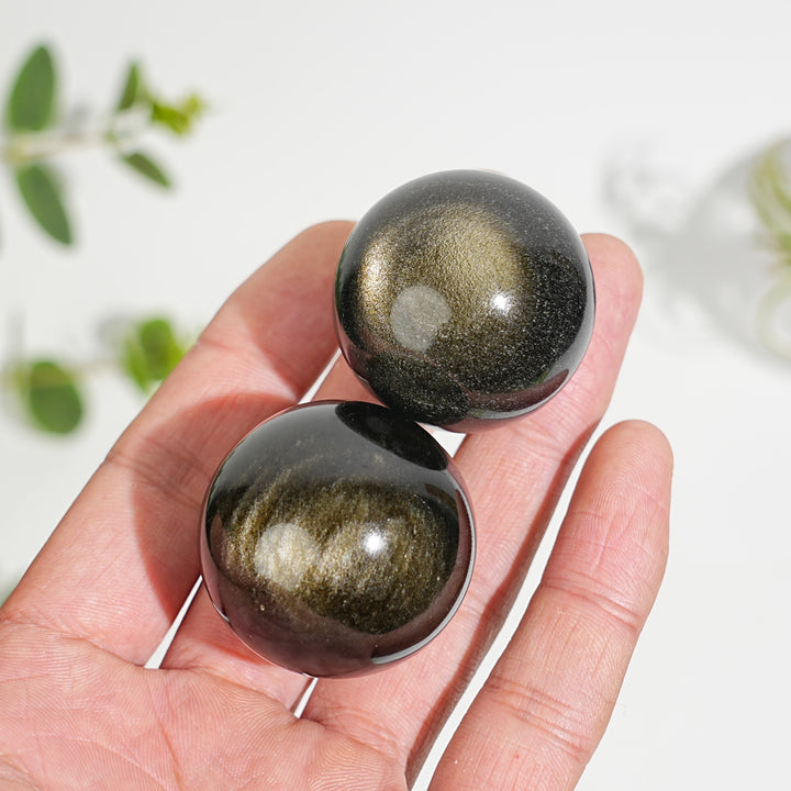 Natural Crystal Golden Obsidian Sphere
