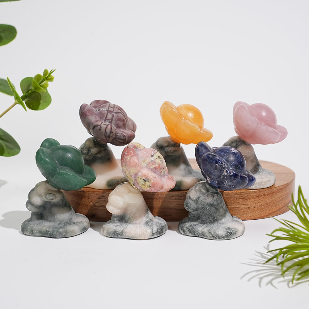 Natural Crystal Carving Hand Holding Flower