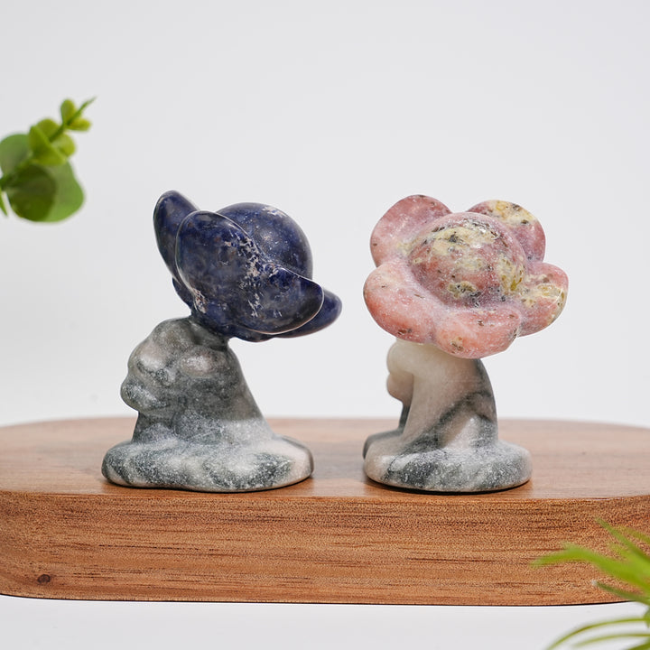 Natural Crystal Carving Hand Holding Flower