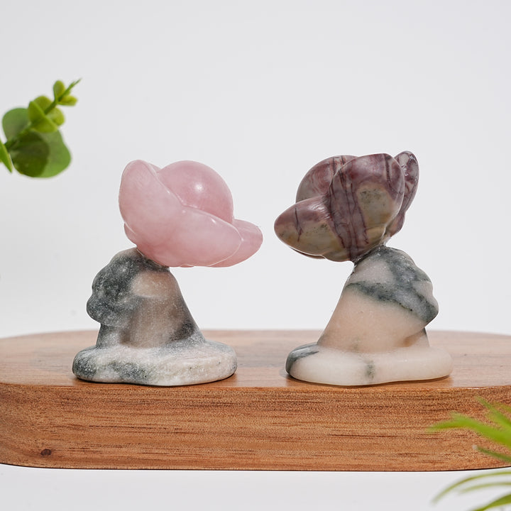 Natural Crystal Carving Hand Holding Flower