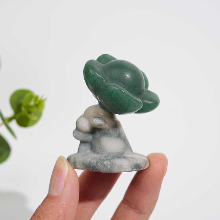 Natural Crystal Carving Hand Holding Flower